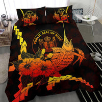 Niue Polynesian Bedding Set - Swordfish With Hibiscus - Polynesian Pride