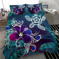 Hawaii Bedding Set - Hawaii Turtle Flowers And Palms Retro - Polynesian Pride