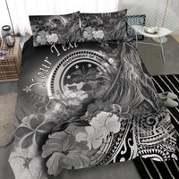 Federated States of Micronesia Custom Personalised Bedding Set - Humpback Whale with Tropical Flowers (White) - Polynesian Pride