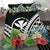 Hawaii Bedding Set - Hawaii Coat of Arms & Polynesian Tropical Flowers White - Polynesian Pride