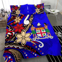 Fiji Bedding Set - Tribal Flower With Special Turtles Blue Color - Polynesian Pride