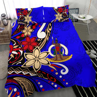 Vanuatu Bedding Set - Tribal Flower With Special Turtles Blue Color - Polynesian Pride
