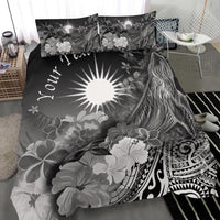 Marshall Islands Custom Personalised Bedding Set - Humpback Whale with Tropical Flowers (White) - Polynesian Pride