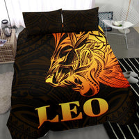 Sun In Leo Zodiac Bedding Set Polynesian Tattoo Simple - Orange Black - Polynesian Pride