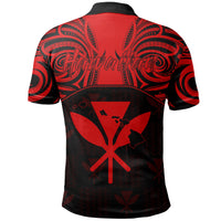 Hawaiian Kanaka Polo Shirt Demodern Red - Polynesian Pride
