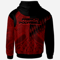 French Polynesia Zip Hoodie Red Color Symmetry Style - Polynesian Pride
