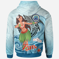 Federated States of Micronesia Zip Hoodie Polynesian Girls With Shark - Polynesian Pride
