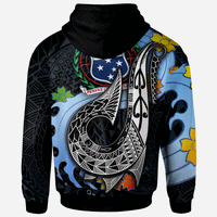 Samoa Custom Hoodie Fish Hooks and Wave - Polynesian Pride