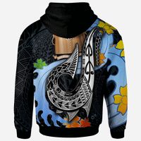 Tokelau Custom Zip Hoodie Fish Hooks and Wave - Polynesian Pride