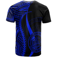 Palau Custom T Shirt Blue Micronesian Tentacle Tribal Pattern - Polynesian Pride