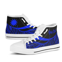 Nauru Custom Personalised High Top Shoes Blue - Polynesian Tentacle Tribal Pattern - Polynesian Pride