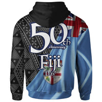 Fiji Zip Hoodie Suva Fiji Day 50th Anniversary With Tapa Patterns - Polynesian Pride