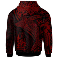 New Caledonia Hoodie Humpback Whale & Coat of Arms Red - Polynesian Pride