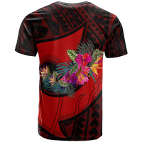 Kosrae T Shirt Polynesian Hook And Hibiscus (Red) - Polynesian Pride