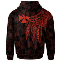 Wallis and Futuna Custom Zip up Hoodie Polynesian Wings Red - Polynesian Pride