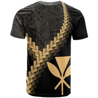 Hawaii Kanaka Maoli T Shirt Hawaii Kanaka Maoli Coat of Arms With Polynesian Tattoo Gold - Polynesian Pride