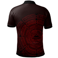 American Samoa Polo Shirt Polynesian Circle (Red) - Polynesian Pride