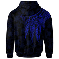 Niue Zip up Hoodie Polynesian Wings (Blue) - Polynesian Pride