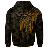 Niue Custom Zip up Hoodie Polynesian Wings (Golden) - Polynesian Pride