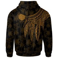 Northern Mariana Islands Polynesian Zip up Hoodie Polynesian Wings Golden - Polynesian Pride