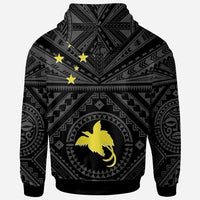 Papua New Guinea Custom Hoodie Flag With Polynesian Patterns (Black) - Polynesian Pride