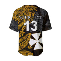 (Custom Text and Number) Wallis and Futuna Baseball Jersey Enjoy Polynesian Flowers Version Gold LT13 - Polynesian Pride