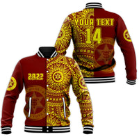 (Custom Text And Number) Tonga High School Baseball Jacket Class Of Year Tongan Ngatu Pattern LT14 Unisex Red - Polynesian Pride