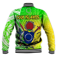 Happy Mangaia Gospel Day Baseball Jacket Cook Islands Coat Of Arms Polynesian Pattern LT14 - Polynesian Pride