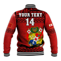(Custom Text And Number) Tonga Rugby Baseball Jacket Mate Maa Tonga Pacific Ngatu Black LT14 - Polynesian Pride