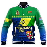 Malampa Fiji Day Baseball Jacket Vanuatu Polynesia mix Flowers LT13 Unisex Green - Polynesian Pride
