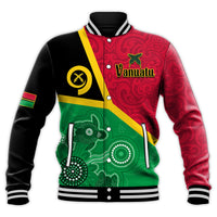 Vanuatu Baseball Jacket Aboriginal Turtle Mix Sand Drawing LT13 Unisex Red - Polynesian Pride