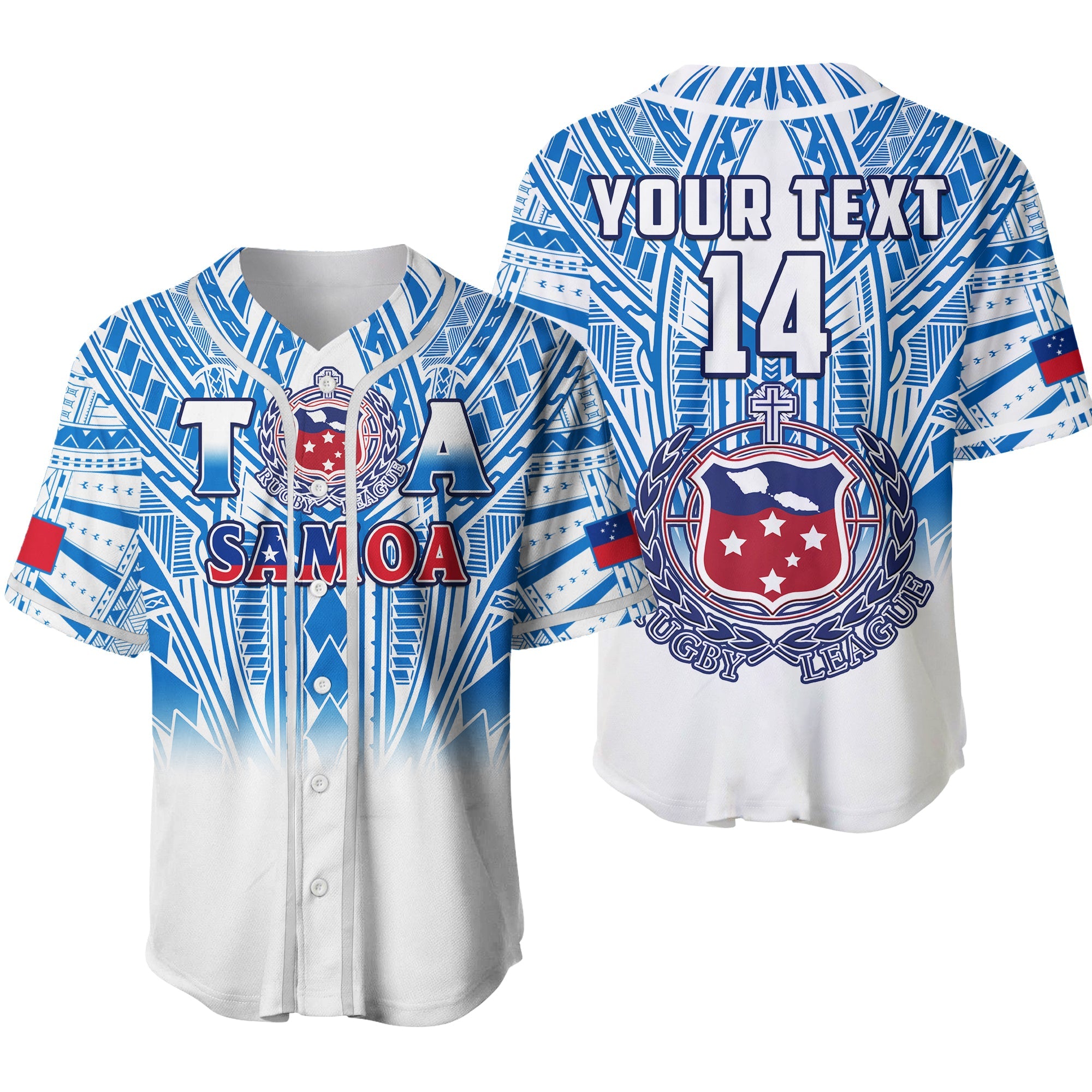(Custom Text And Number) Samoa Rugby Baseball Jersey Personalise Toa Samoa Polynesian Pacific White Version Ver.02 LT14 White - Polynesian Pride