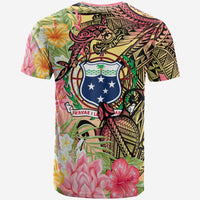 Samoa T Shirt Flowers Tropical With Sea Animals - Polynesian Pride