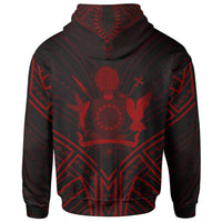 Cook Islands Zip Hoodie Cook Islands Seal Red Tribal Patterns - Polynesian Pride