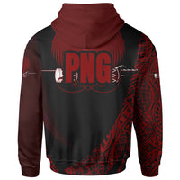 Papua New Guinea Hoodie Red Polynesian Patterns Sport Style - Polynesian Pride