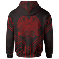 Papua New Guinea Zip Hoodie Papua New Guinea Seal Red Tribal Patterns - Polynesian Pride