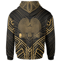 Papua New Guinea Zip Hoodie Papua New Guinea Seal Gold Tribal Patterns - Polynesian Pride