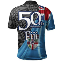 Fiji Polo Shirt Ba Fiji Day 50th Anniversary With Tapa Patterns - Polynesian Pride