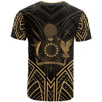 Cook Islands T Shirt Polynesian Seal Tribal Gold Color Patterns - Polynesian Pride