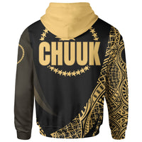 Chuuk State Hoodie Gold Polynesian Patterns Sport Style - Polynesian Pride