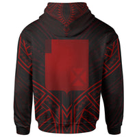 Wallis & Futuna Hoodie Wallis & Futuna Seal Red Tribal Patterns - Polynesian Pride