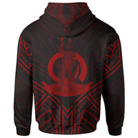 Vanuatu Zip Hoodie Vanuatu Seal Red Tribal Patterns - Polynesian Pride