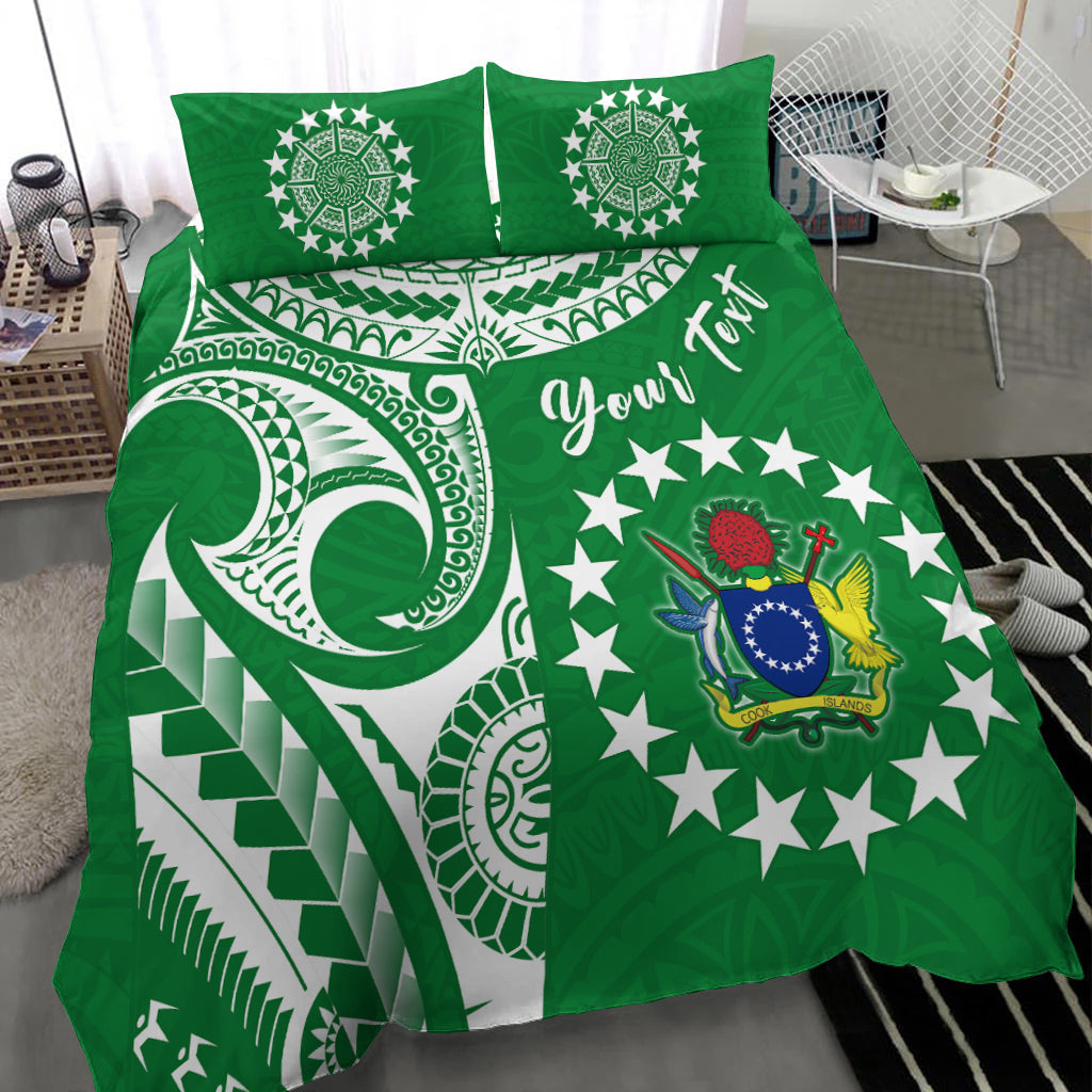 (Custom Personalised) Cook Islands Tatau Bedding Set Symbolize Passion Stars Version Green LT13 Green - Polynesian Pride