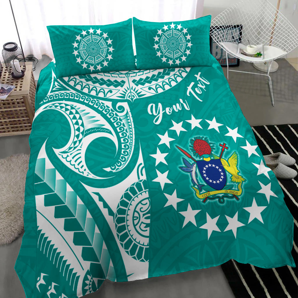 (Custom Personalised) Cook Islands Tatau Bedding Set Symbolize Passion Stars Version Turquoise LT13 Turquoise - Polynesian Pride