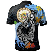Hawaii Polo Shirt Fish Hooks and Wave - Polynesian Pride