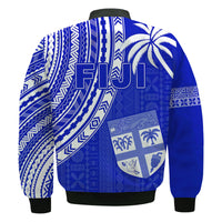 Fiji Rugby Sevens Bomber Jacket Fijian 7s Tapa Polynesian Blue Ver.02 LT13 - Polynesian Pride