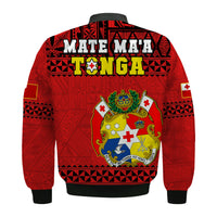 Tonga Rugby Bomber Jacket Mate Maa Tonga Pacific Ngatu Black LT14 - Polynesian Pride