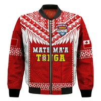 Tonga Rugby Bomber Jacket Mate Maa Tonga Pacific Ngatu White LT14 Unisex Red - Polynesian Pride