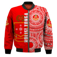 (Custom Personalised) Kolisi Tonga High School Bomber Jacket Tongan Ngatu Pattern LT14 - Polynesian Pride