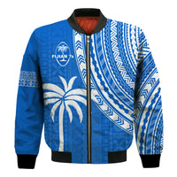 Fiji Rugby Sevens Bomber Jacket Fijian 7s Tapa Polynesian Blue Ver.01 LT13 Unisex Blue - Polynesian Pride